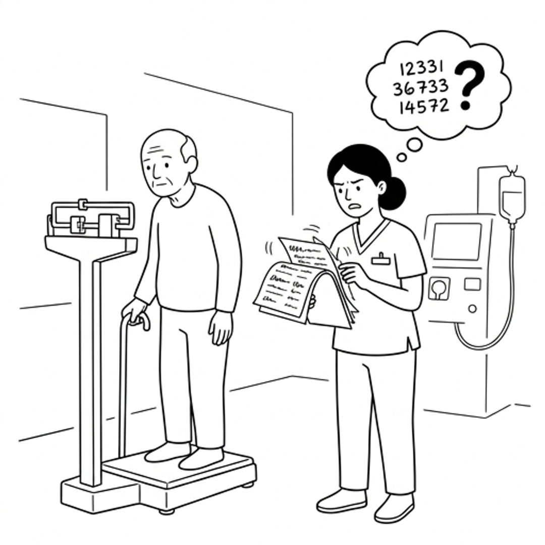 Weighing Patient, No Dry Weight Reference